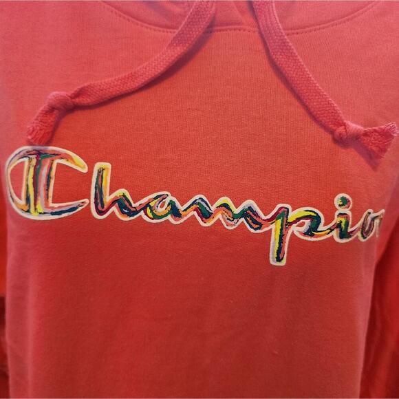 CHAMPION NEW HOODED SWEATERSHIRT WITH MULTI COLOR LETTERING SIZE LARGE - Picture 4 of 6